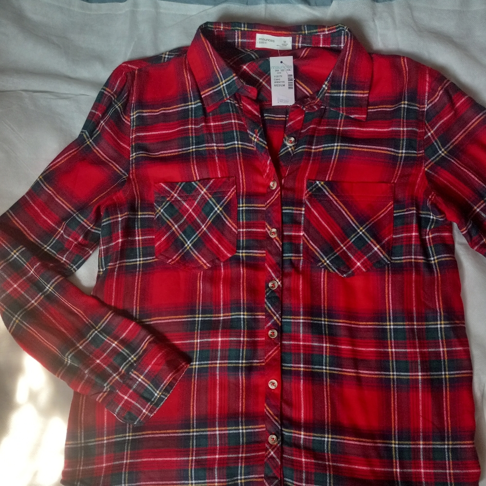 Red plaid Maurices button down